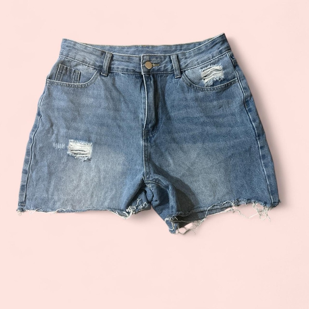 SHEIN Blue Distressed Jean Shorts